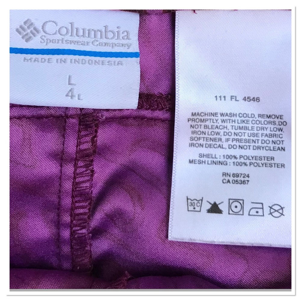 Columbia PFG Magenta Shorts Abstract Line Pattern Size Large - Picture 6 of 6